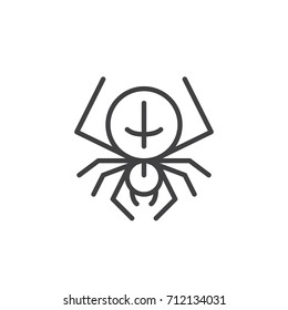 Spider line icon, outline vector sign, linear style pictogram isolated on white. Halloween holiday Symbol, logo illustration. Editable stroke