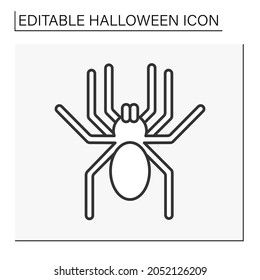 Spider line icon. Scared eight-legged predatory animal. Halloween symbol. Halloween concept. Isolated vector illustration. Editable stroke