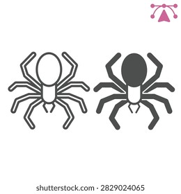 Spider line and solid icon, halloween concept. Vector graphics. Complex weaving, insect sign and editable stroke, outline style icon for mobile or web design