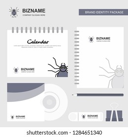 Spider Logo, Calendar Template, CD Cover, Diary and USB Brand Stationary Package Design Vector Template