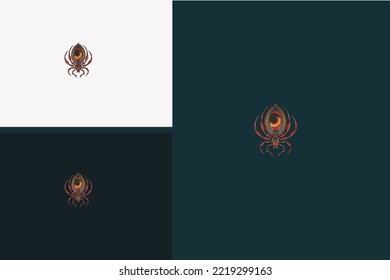 spider logo concept design vintage vector