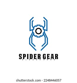 spider logo with gear symbol icon vector illustration modern design template