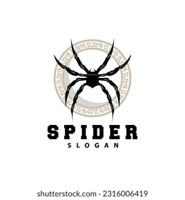 Spider Logo, Insect Animal Vector, Premium Vintage Design, Icon Template Symbol