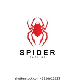 Logotipo de araña, vector animal de insectos, silueta de ilustración de diseño minimalista