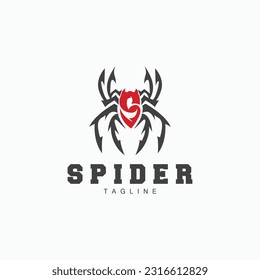 Spider Logo, Insect Animal Vector, Minimalist Design Symbol Illustration Silhouette