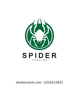 Spider Logo, Insect Animal Vector, Minimalist Design Symbol Illustration Silhouette