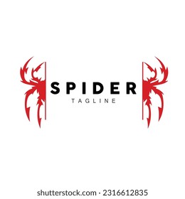 Spider Logo, Insect Animal Vector, Minimalist Design Symbol Illustration Silhouette