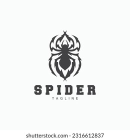 Spider Logo, Insect Animal Vector, Minimalist Design Symbol Illustration Silhouette