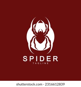 Spider Logo, Insect Animal Vector, Minimalist Design Symbol Illustration Silhouette