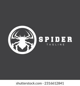 Spider Logo, Insect Animal Vector, Minimalist Design Symbol Illustration Silhouette