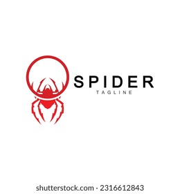Spider Logo, Insect Animal Vector, Minimalist Design Symbol Illustration Silhouette