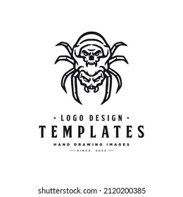 Spider logo inspiration, vector s
Spider logo with human skull head.