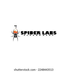 spider logo with labs symbol icon vector illustration modern design template