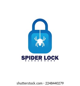 spider logo with lock symbol vector illustration modern design template