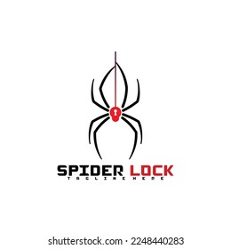 spider logo with lock symbol vector illustration modern design template