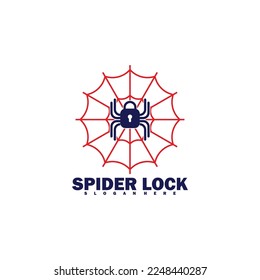 spider logo with lock symbol vector illustration modern design template