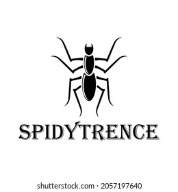 Spider Logo with minimal, black and white style. Creative task. EPS 10.