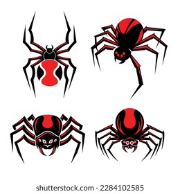 Spider logo set bundle collection. Redback Spider Logo Design Vector Illustration