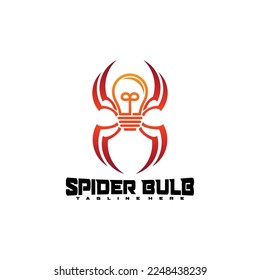 Spider logo symbol with light bulb symbol vector illustration template design