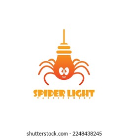 Spider logo symbol with light bulb symbol vector illustration template design