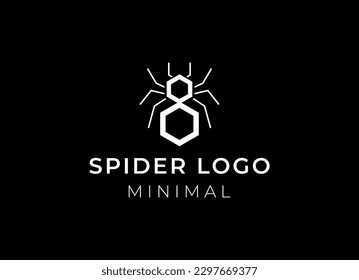 Spider logo template. Spider icon. Flat spider. Minimalist spider logo design