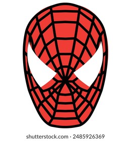 Spider Man Mask Red white and black: Spider-Man mask red, white, and black superhero illustration template sticker poster banner famous character.