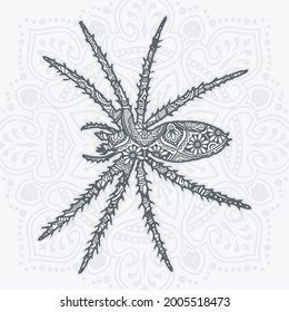 Spider Mandala Vector. Vintage decorative elements. Oriental pattern, vector illustration.