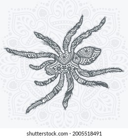 Spider Mandala Vector. Vintage dekorative Elemente. Orientalisches Muster, Vektorgrafik.