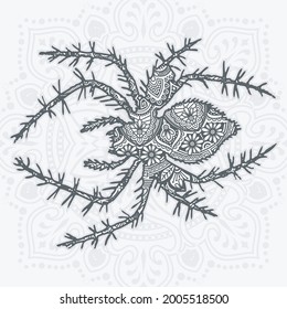 Spider Mandala Vector. Vintage dekorative Elemente. Orientalisches Muster, Vektorgrafik.