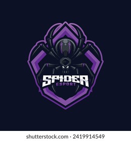 Spider Mascot Esport Logo Design Illustration For Gaming Club