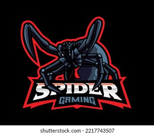 Spider mascot logo design. Black widow spider vector illustration. Logo illustration for mascot or symbol and identity, emblem sports or e-sports gaming team