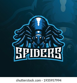 spider mascot logo design with modern illustration concept style for badge, emblem and t shirt printing. spider illustration for sport and esport team.