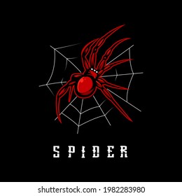 Spider mascot logo design vector with modern illustration concept style for badge, emblem and apparel. Red spider illustration for sport, gaming or team