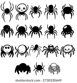spider mini image collection icon vector transparent hand drawn illustration 