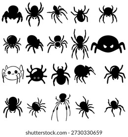 aranha mini imagem coleção ícone vetor ilustração desenhada à mão transparente 