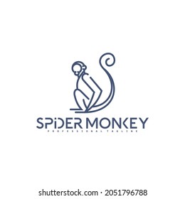 Spider monkey logo line vector illustration design. Creative design