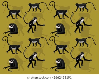 Spider Monkey Poses Cartoon Character Seamless Wallpaper Background