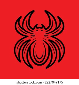Spider Monoline Logo Design Vector silhouette tarantula symbol emblem