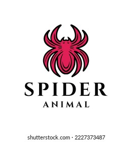 Spider Monoline Logo Design Vector silhouette tarantula symbol emblem