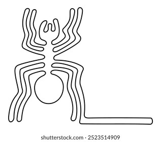 A Aranha. Linhas de Nazca no deserto do sul do Peru. Feita de uma única linha contínua. Cerca de 46 metros de comprimento do corpo, só pode ser visto de lugares altos ou do ar, criado entre 500 a.C. e 500 d.C..