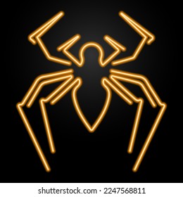 spider neon sign, modern glowing banner design, colorful modern design trends on black background. Vector illustration.