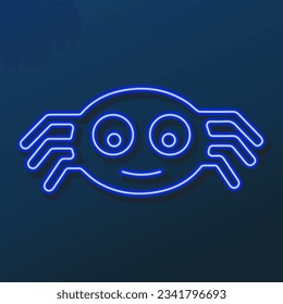 spider neon sign, modern glowing banner design, colorful modern design trends on black background. Vector illustration.