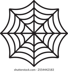 Spider net black vector silhouette icon on white background