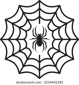 Spider net black vector silhouette icon on white background