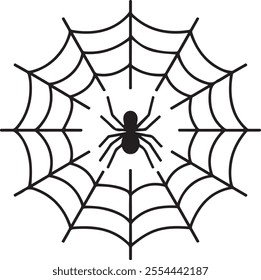 Spider net black vector silhouette icon on white background