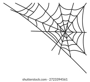 Decoración de esquina de red de araña. Elemento de horror de telaraña