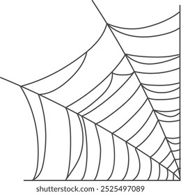 Canto de rede de aranha. Elemento teia de aranha desenhado à mão