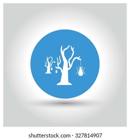 Spider net hanging with Halloween Tree icon. Halloween pictogram elements collection.  Halloween Party Day World wide celebrated on October 31. Vector illustration web internet design elements