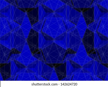Spider Net Line Blue Geometric Kaleidoscope Vector 