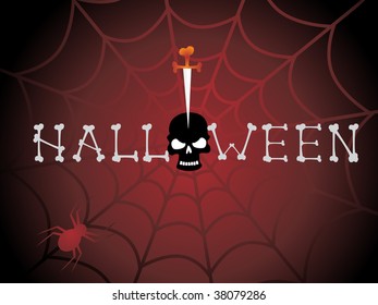 spider net with skull and sword, on the background